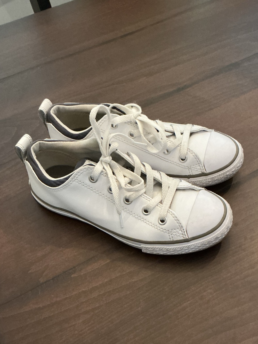 Youth Converse White Low-Top Leather Sneakers